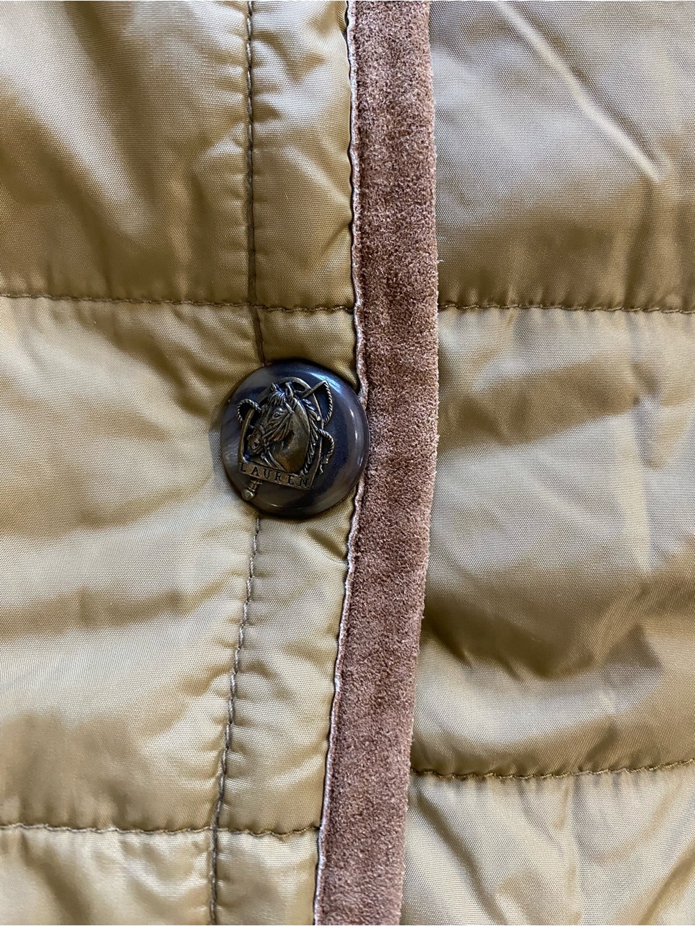 Vintage Lauren by Ralph Lauren Beige Coats, Jackets Leather Collar Sz 1X Womens - Picture 11 of 12